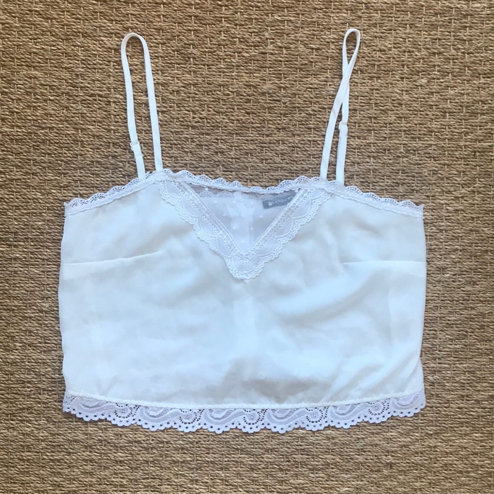 Brandy White Lacy Crop tank